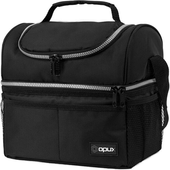 Large insulated lunch bag double deck leakproof cooler tote for work school trav - Picture 7 of 7